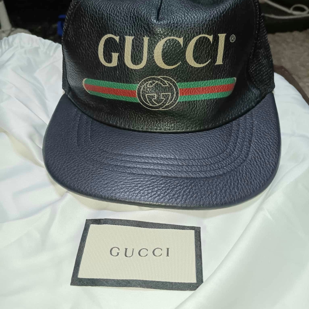 Gucci Black Leather Cap